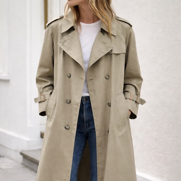 Jackets & Blazers - Vintage London Fog Trench Coat Khaki Classic Double Breasted